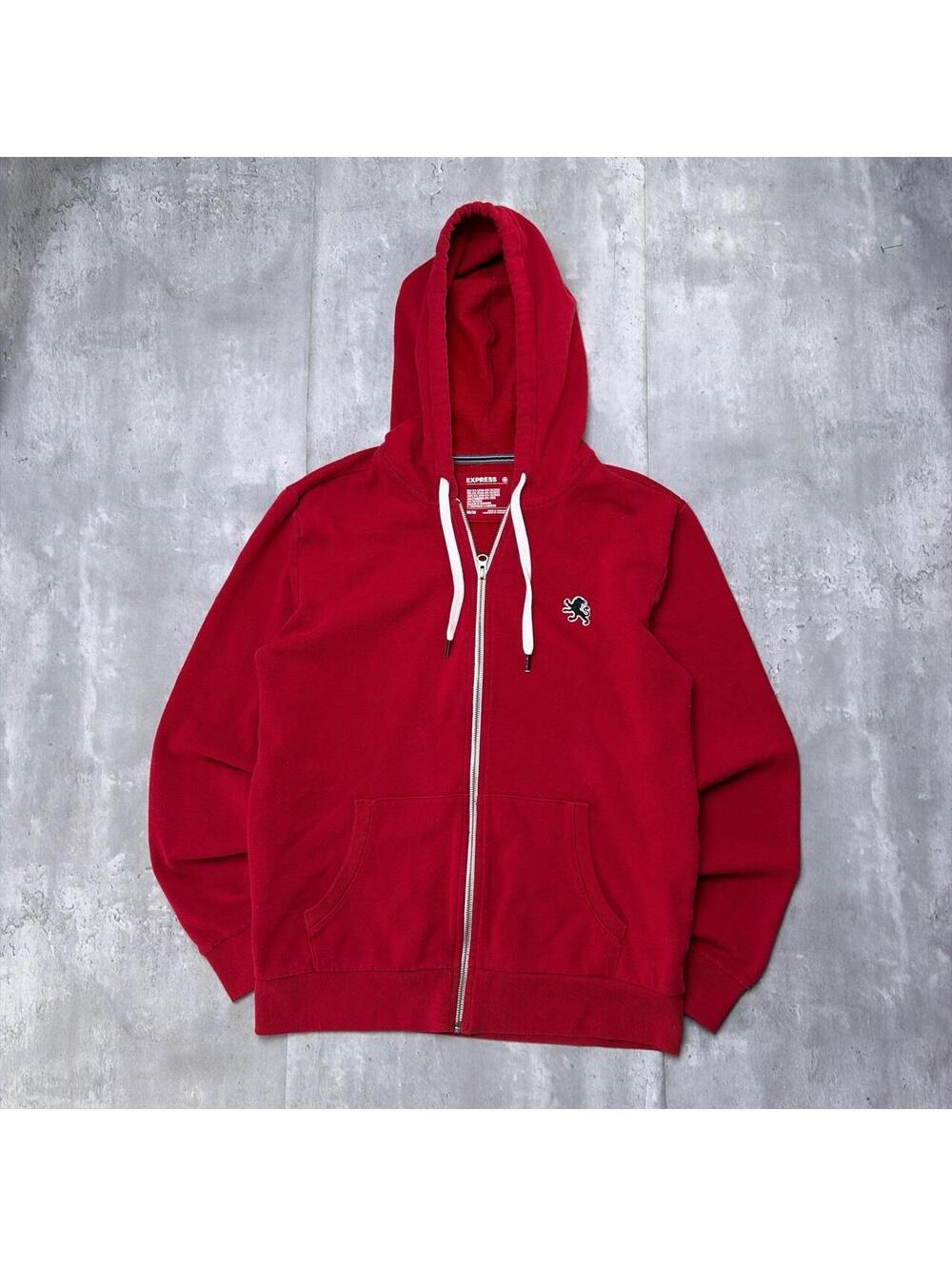 Y2K Red Express Grunge Gothic Skater Zip Up Hoodie